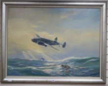 Douglas Ettridge (-2008)oil on canvasRAF rescue at seasigned and dated 199490 x 120cm