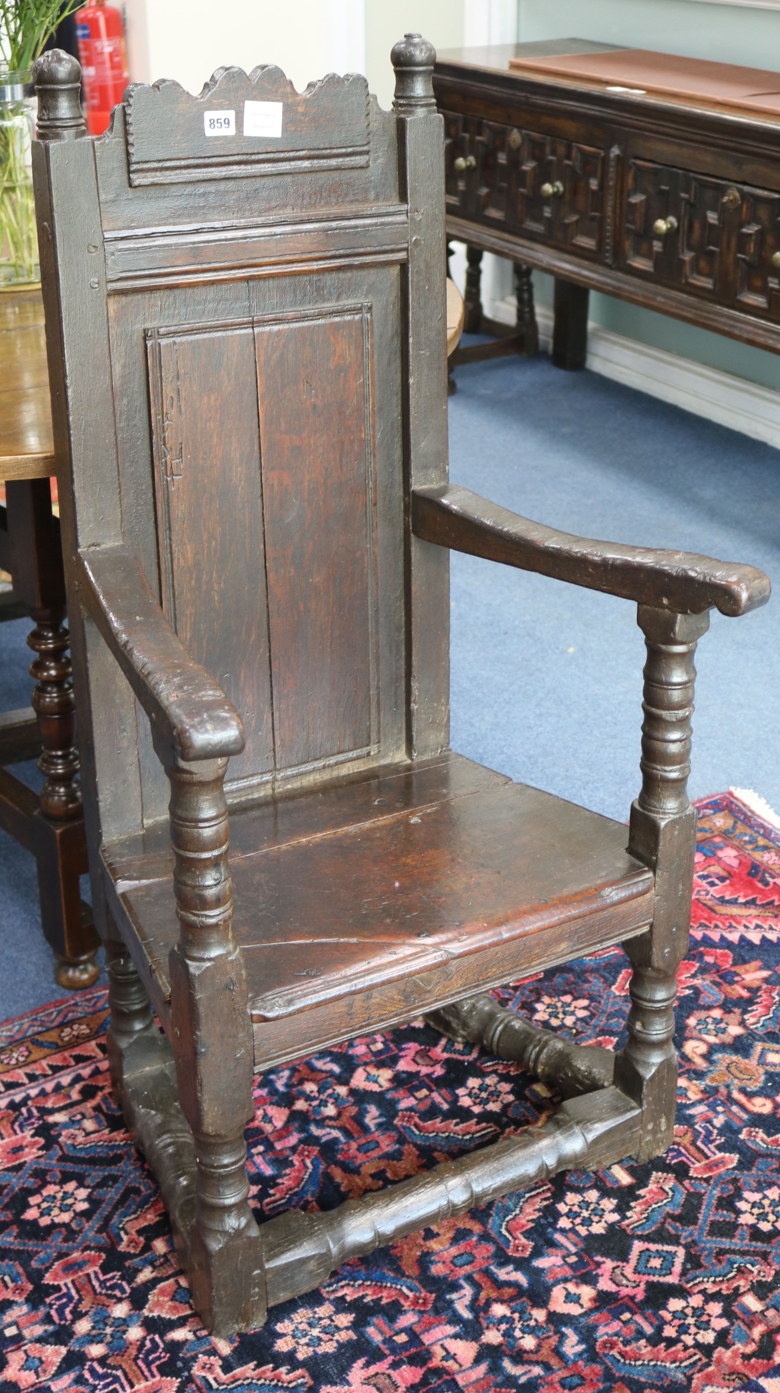 A 17th century oak Wainscot elbow chair