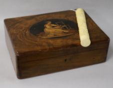 A Chinese ivory bodkin case and a Sorrento box