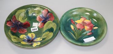 Two Moorcroft African Lily dishes diameter 25cm