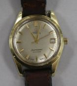 A gentleman's steel and gold plated Omega Seamaster Calendar automatic wrist watch.