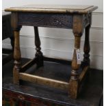 A reproduction oak joint stool W.46cm