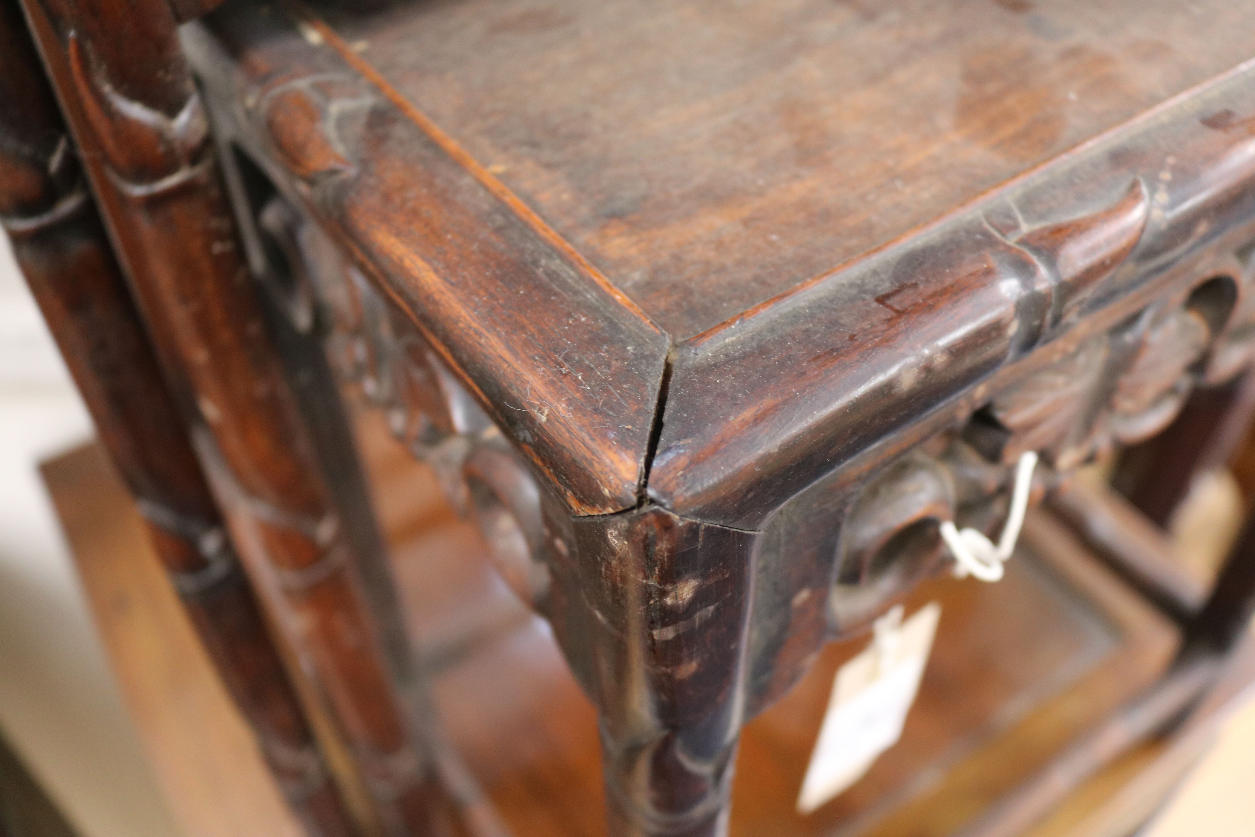 A Chinese nest of four carved hardwood tea tables (the largest a.f.) W.44cm - Image 5 of 6