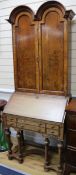 A walnut double dome top bureau W.81cm