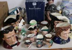 A collection of Royal Doulton character jugs, including eight large examples, Captain Bligh D6967 (