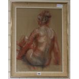 A.Nissim, pastel, Seated female nude, signed and dated 1964, 52 x 37cm