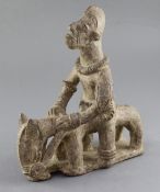 A Sao People of Lake Chad area terracotta figure of a man riding a horse, 28cmProvenance: Ex.