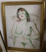 Emmanuel Levy (1900-1986), watercolour, seated female nude, signed, 60 x 48cm