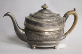 A George III silver teapot by Peter & William Bateman, London, 1805, gross 16.5 oz.