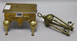 A brass travelling kettle stand.