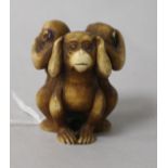 An ivory okimono monkey group