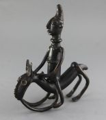 A Sao People Lake Chad area bronze figure of a man riding a horse, 29cmProvenance: Ex. Collection of