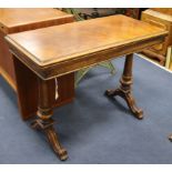 A Victorian walnut card table W.96cm