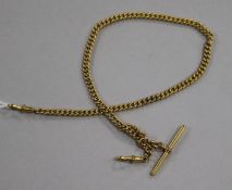 An early 20th century 9ct gold albert chain, 33.5cm.