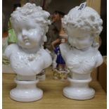 A pair of 19th century Continental blanc de chine busts