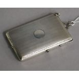 A late 19th/early 20th century continental 935 white metal combination card case/aide memoir with