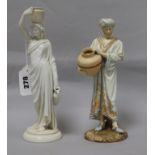 Two Royal Worcester figures of water carriers after James Hadley, one a Cairo example, wearing a
