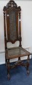 A William & Mary beech framed caned seat and back side chair (badly wormed)