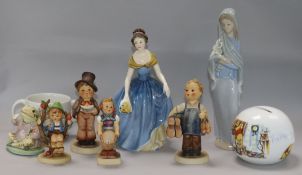 A quantity of Goebels figures, Doulton etc