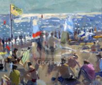 Bo Hilton, NEAC (b. 1961)pair of oils on boardPavilion Pier & Red and Blue Sails,signed10 x 12in.