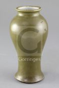 A Chinese teadust glazed baluster vase, Chenghua four character mark to base, probably 18th century,