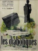 Les Diaboliques, 1954, Filmsonor, French, style A -- linen-backed, (A-)Art by Raymond Gid 31 x 24