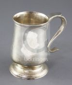 A George III provincial silver mug by John Langlands II, with scroll handle, Newcastle, 1803,13.5cm,