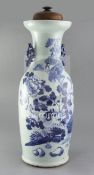 A large Chinese blue and white celadon ground 'lion-dog' vase, late 19th / early 20th century,