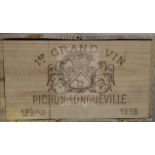 A case of twelve bottles of Chateau Pichon-Longueville Baron, Pauillac, 1998, in unopened original