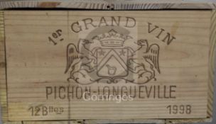 A case of twelve bottles of Chateau Pichon-Longueville Baron, Pauillac, 1998, in unopened original