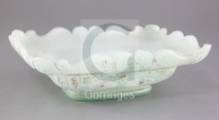 A Bohemian green tinted opaline glass dish, second half 19th century, made for Turkish market,