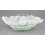 A Bohemian green tinted opaline glass dish, second half 19th century, made for Turkish market,