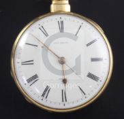 A George IV engine turned 18ct gold keywind cylinder pocket watch by D & W Morice, London, with