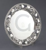 A George IV silver dish or stand, by Matthew Boulton, with engraved crest and monogram and pierced