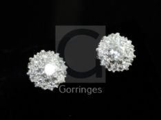 A pair of 18ct white gold and diamond cluster ear studs, 10mm.