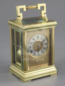 An early 20th century French carriage clock, with repeat, the Canalee case of characteristic form,