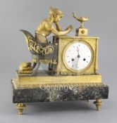 An early 19th century French gilt and patinated ormolu mantel clock, Chapuy, Rue Vivienne No.4,