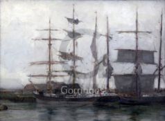Henry Scott Tuke (1858-1929)oil on canvas laid on panelShipping in harbour16 x 21.5in.