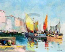 § Cecil Rochfort D'Oyly-John (1906-1993)oil on canvasFishing boats in a French harboursigned15.5 x