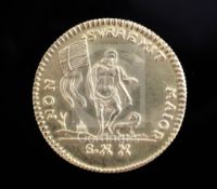 A Knights of Malta replica 18ct gold 20 Scudi coin, bearing date 1764, Dia 27mm; 10.g