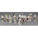 Twelve Meissen small figures, c.1750-1775, modelled by Kandler and Acier, eleven of the figures of