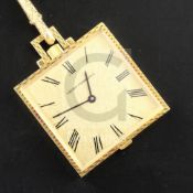 A Girard Perregaux 18ct gold dress fob watch, on a yellow metal albert.