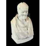 Joseph Robinson Kirk (1820-1894) RHA. A white marble bust of a gentleman, possibly the late O'