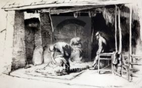 George Soper (1870-1942)etchingSheep Shearing Wooton Courtney 1922signed in pencil7.5 x 11.75in.