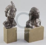 § Tom Merrifield (1933-). Two bronze busts of Rudolph Nureyev and Margot Fonteyn, initialled and