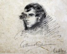 Octavius Oakley (1800-1867)pencil drawingHead study of George Cattermole 1800-1868signed and