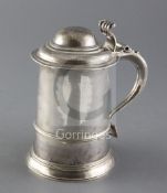 A George III silver tankard by William & James Priest, of tapering cylindrical form, with domed
