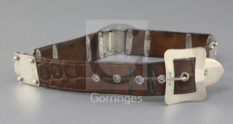 An Edwardian silver mounted leather belt by Army & Navy Cooperative Society Ltd, London, 1905,