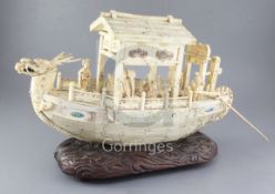 A large Japanese sectional ivory and shibayama style model of a ship, Meiji period, the ship made of