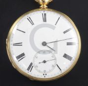 An early 19th century engine turned 18ct gold keywind lever pocket watch by John Poole, Fenchurch